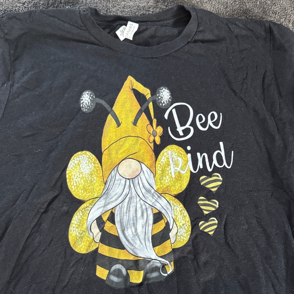 Aknvas Black and Yellow Bee Kind Kids Tee